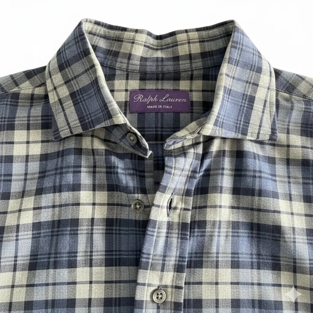 Ralph Lauren Purple Label Plaid Button-Down Shirt – Men’s Medium, Made in Italy - Picture 4 of 4